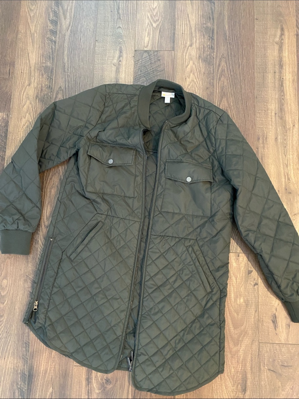 Zella Olive Green Quilted Lightweight Jacket
